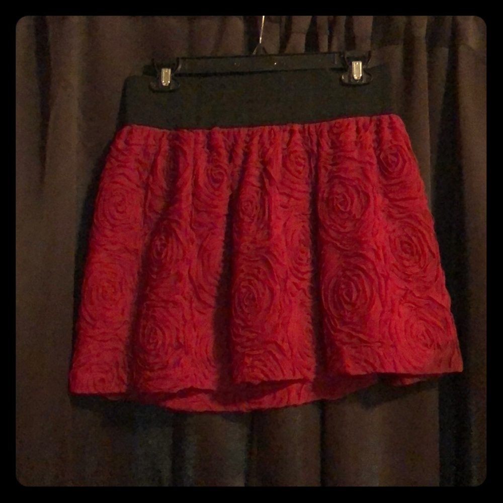 High waisted red skirt